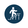 Icon depicting person moving upwards